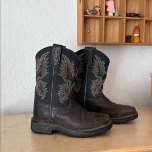 Ariat Youth Brown Workhog Bruin Western Boots Cowboy Square Toe Leather